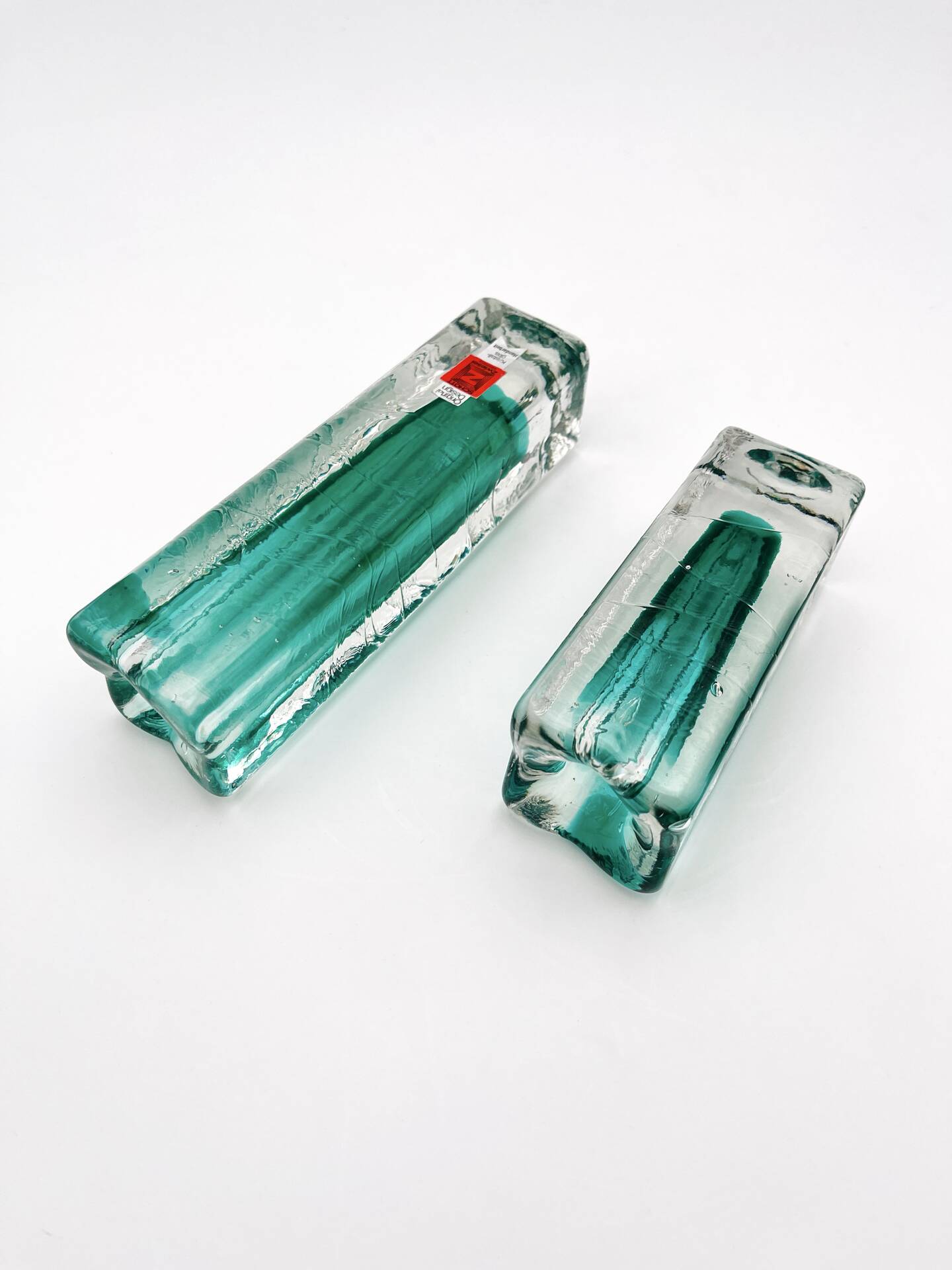 Paire de soliflores brutalistes Schott Zwiesel Cristal Eisglas