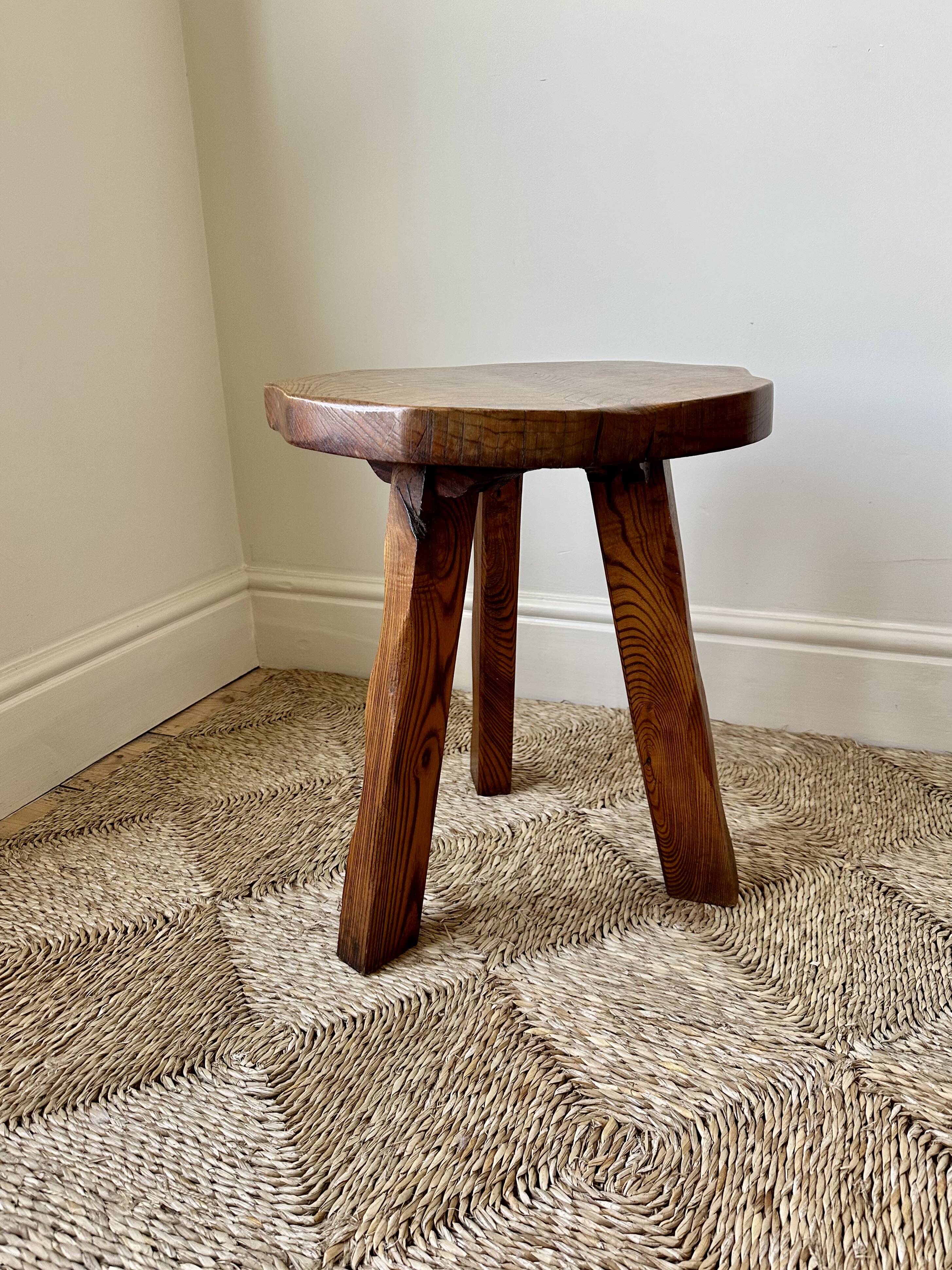 Midcentury brutalist rustic primitive side table by Wanderwood, England.