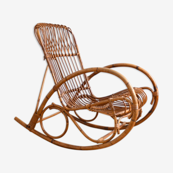 Rocking chair / Rattan rocking chair Rohe Noordwolde 50s / 60s