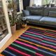 Romanian vintage carpet with stripes, made by hand in wool