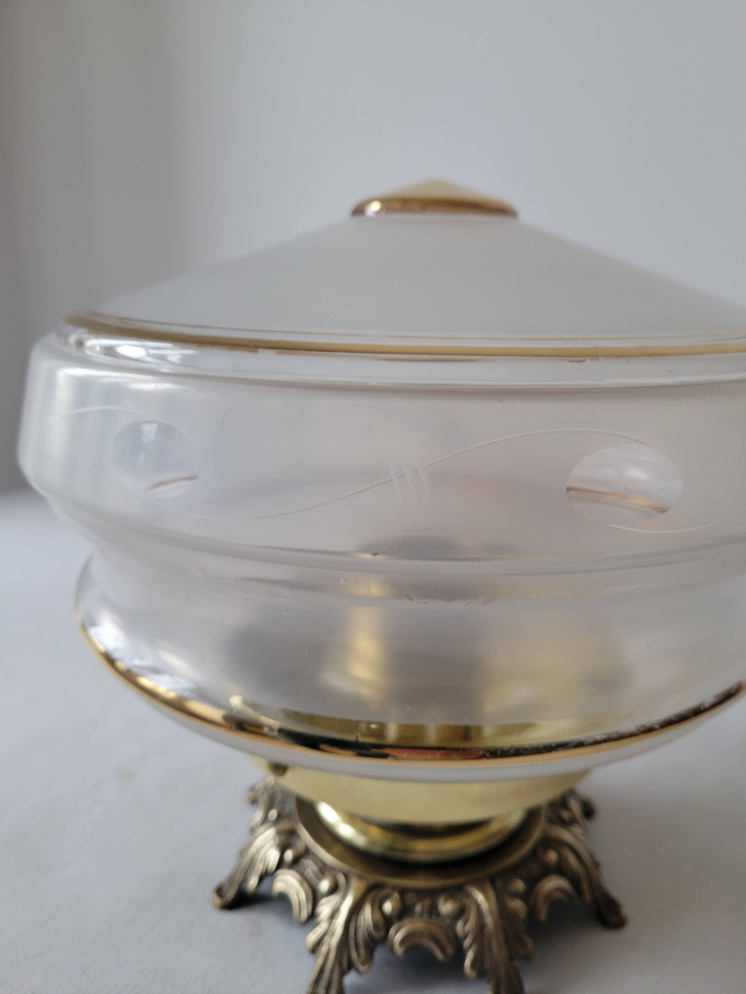 Brass and frosted glass lamp