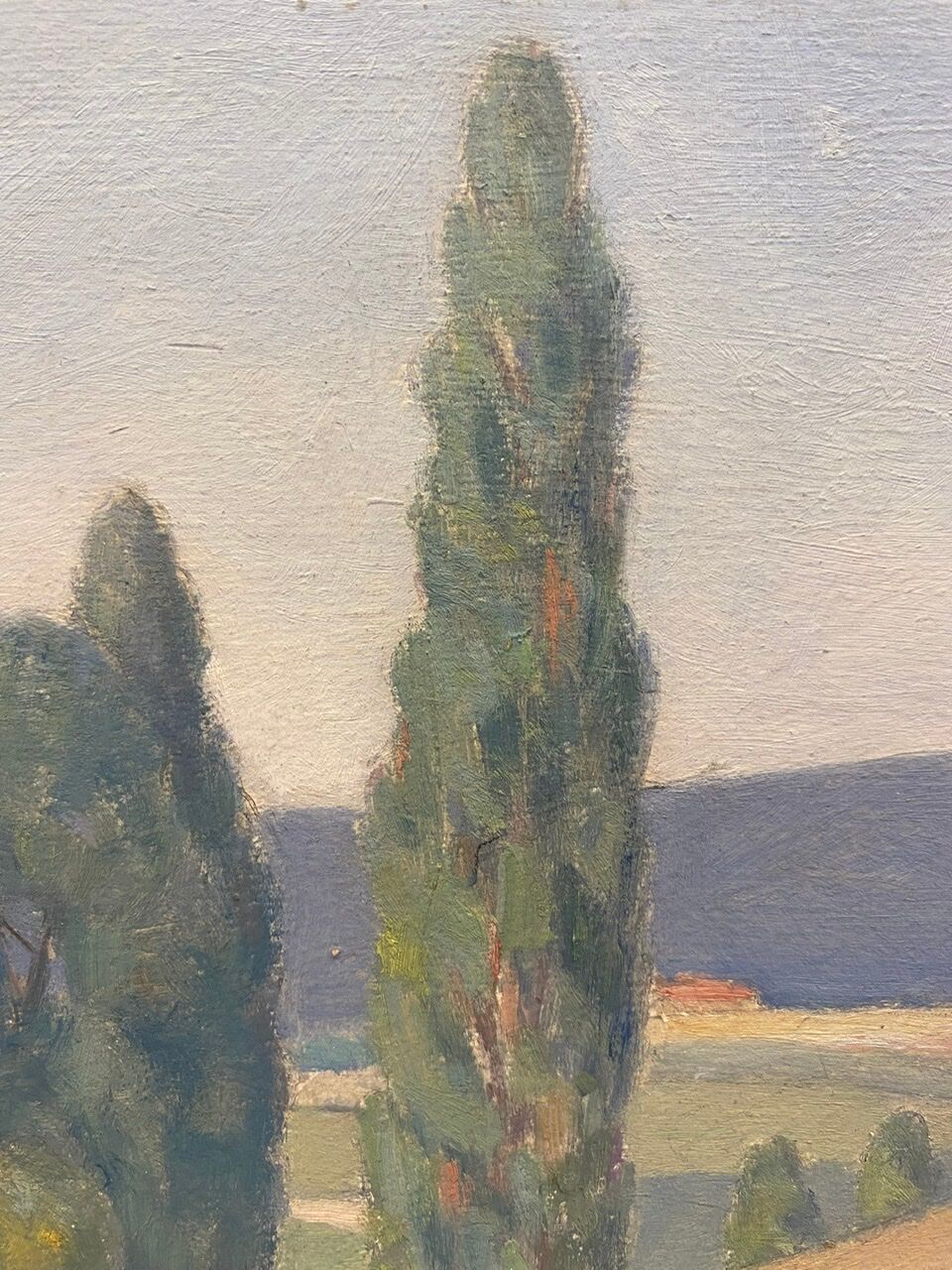Tableau ancien, paysage Monts du Lyonnais daté 1948 et signé