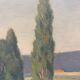 Tableau ancien, paysage Monts du Lyonnais daté 1948 et signé