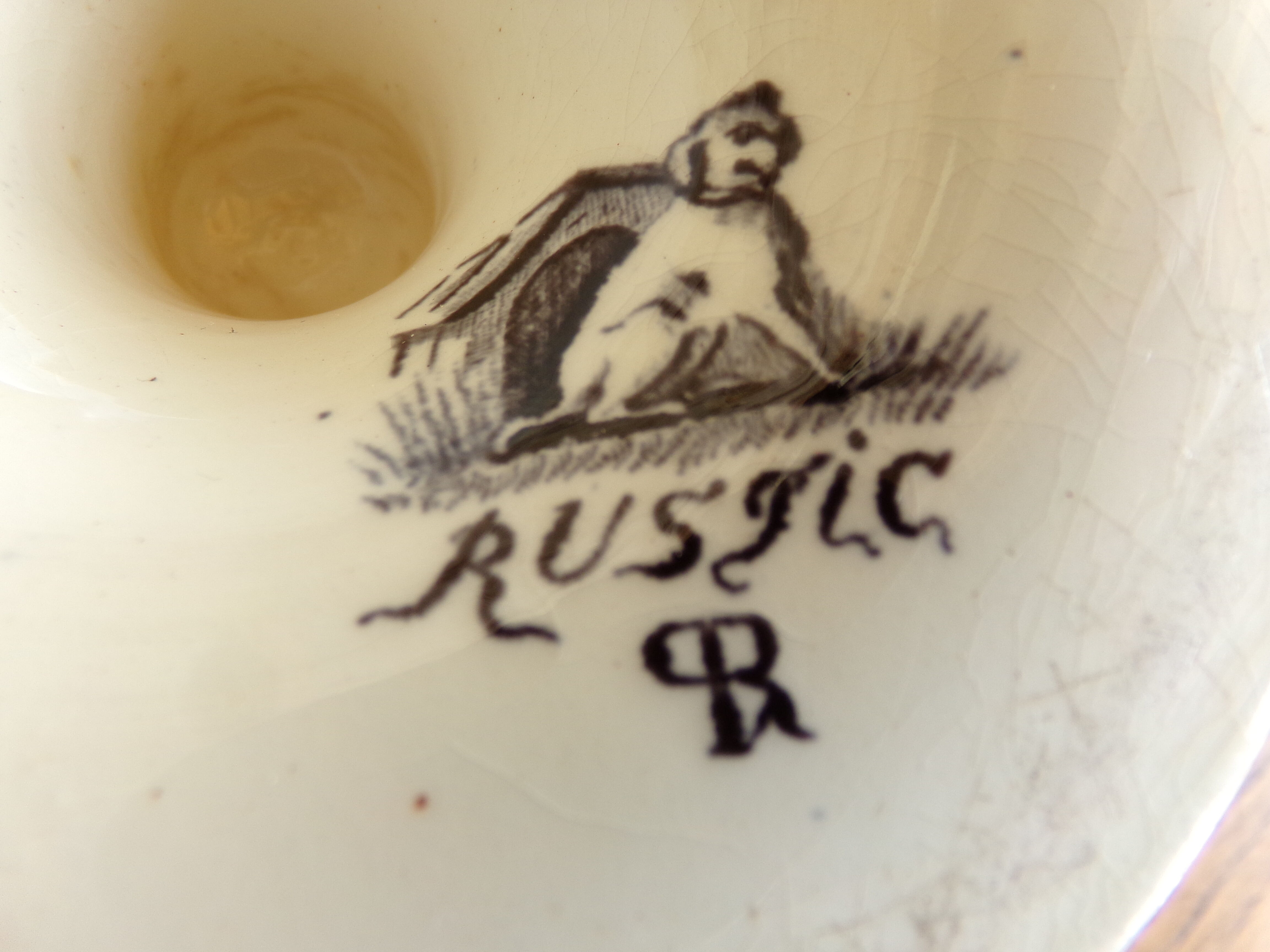 Antique compotier in rustic iron earth