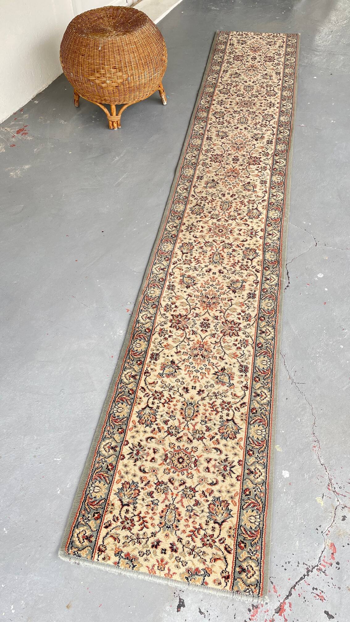 Vintage Beige Grey-Blue Runner Rug