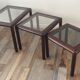 Series of 3 wooden and glass tables from the 70s