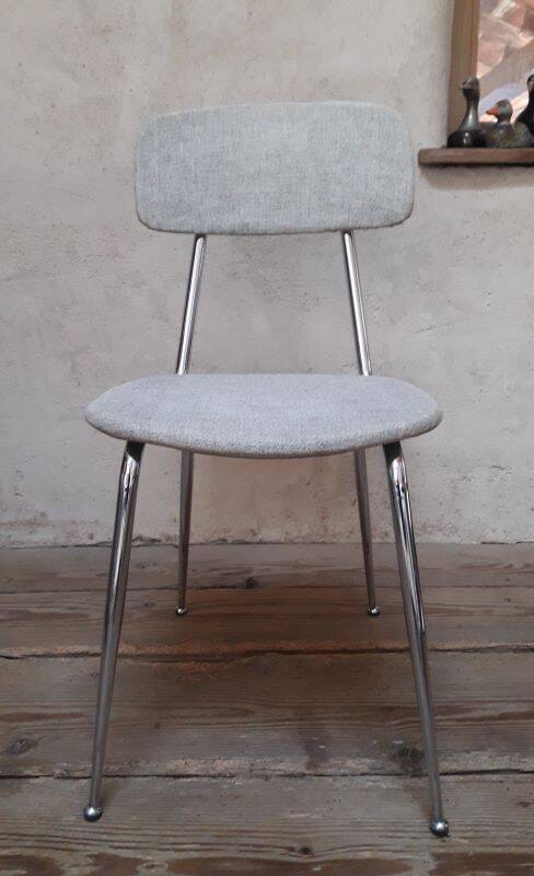 1950s chrome and fabric compass base chair