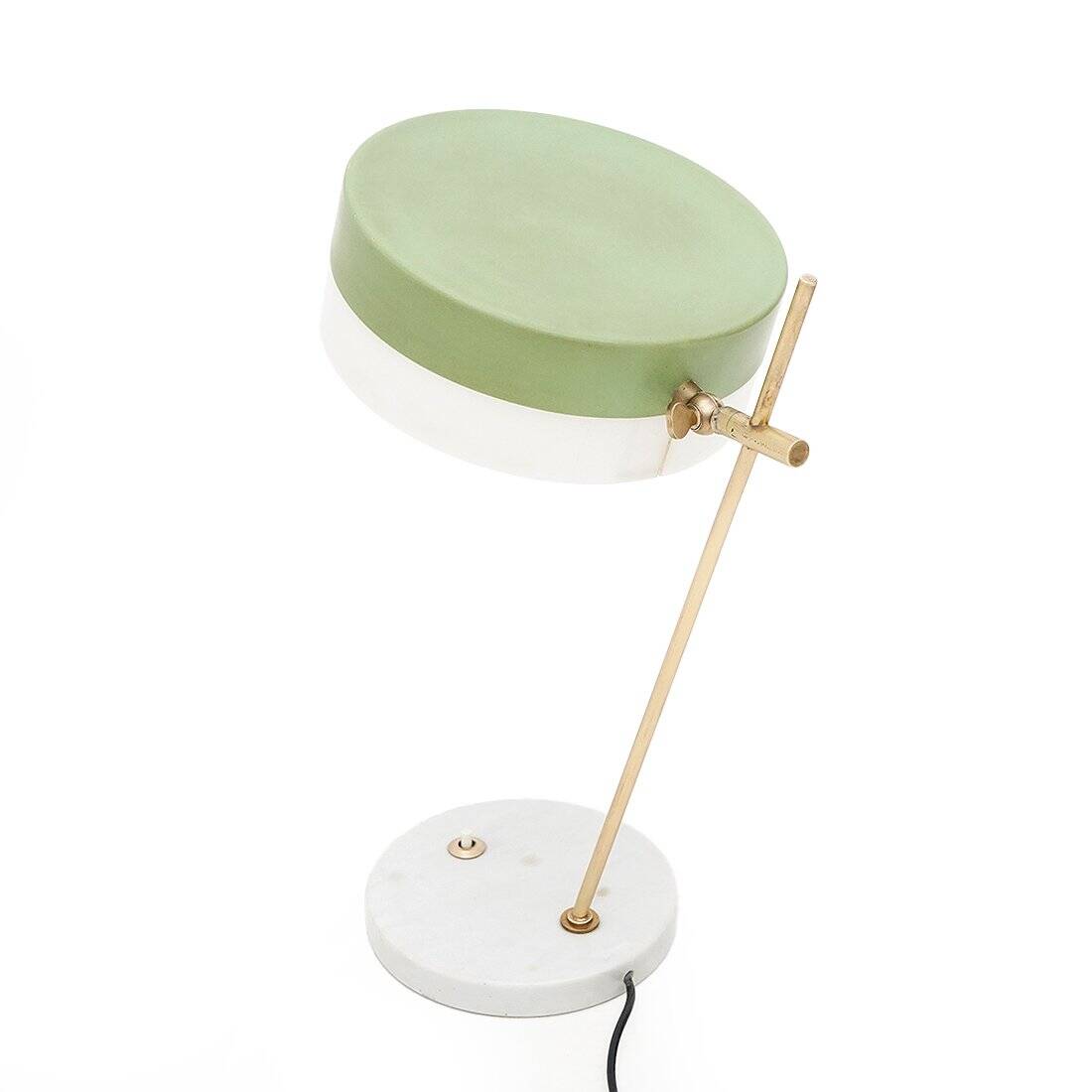 Lampe de table vintage en marbre et laiton de Stilux, années 1950