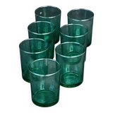 7 verres de couleur verte publicitaire Huile LESIEUR vintage 1970