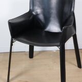 Fauteuil vintage en cuir noir - Années 80