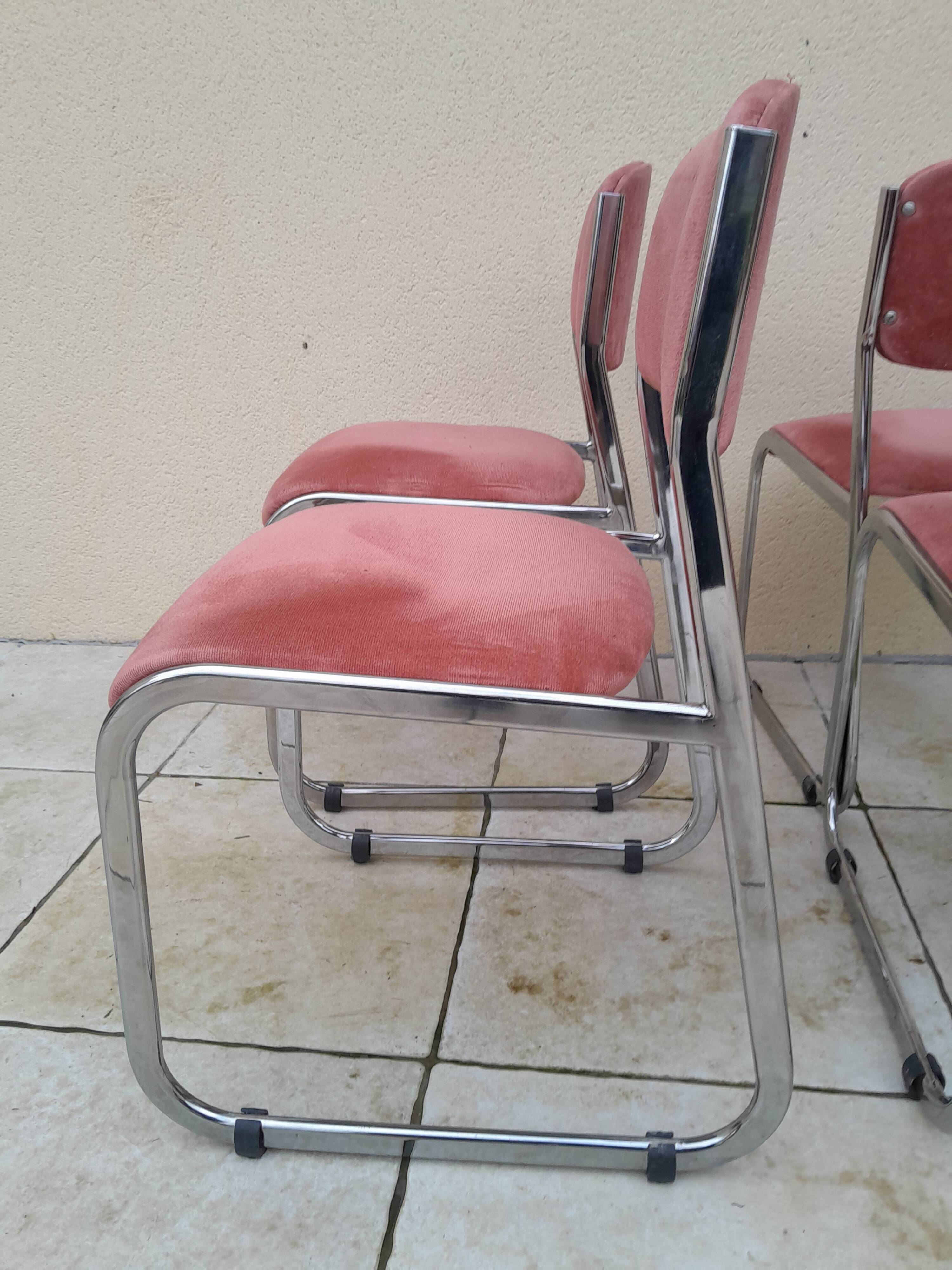 4 vintage chrome chairs from the 70s