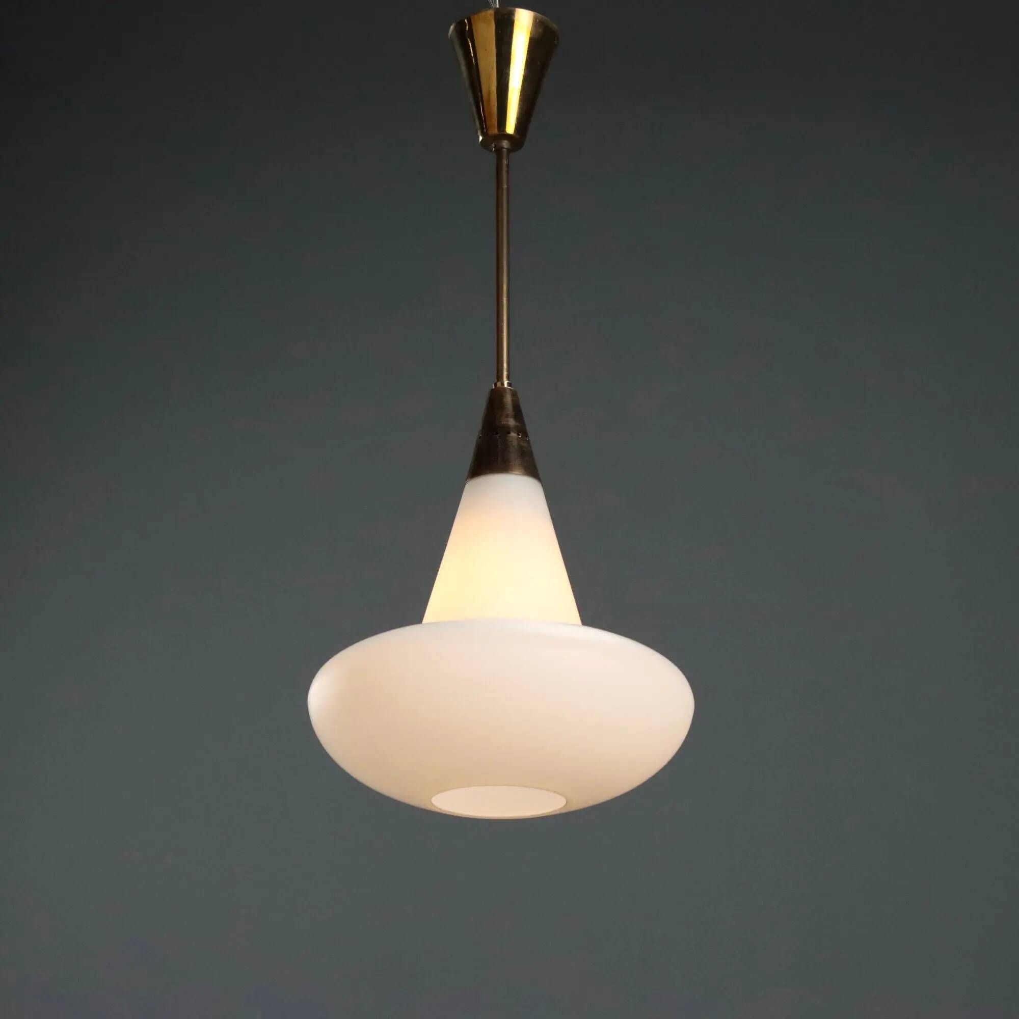 Vintage brass and glass pendant, Italian design, 1960s.