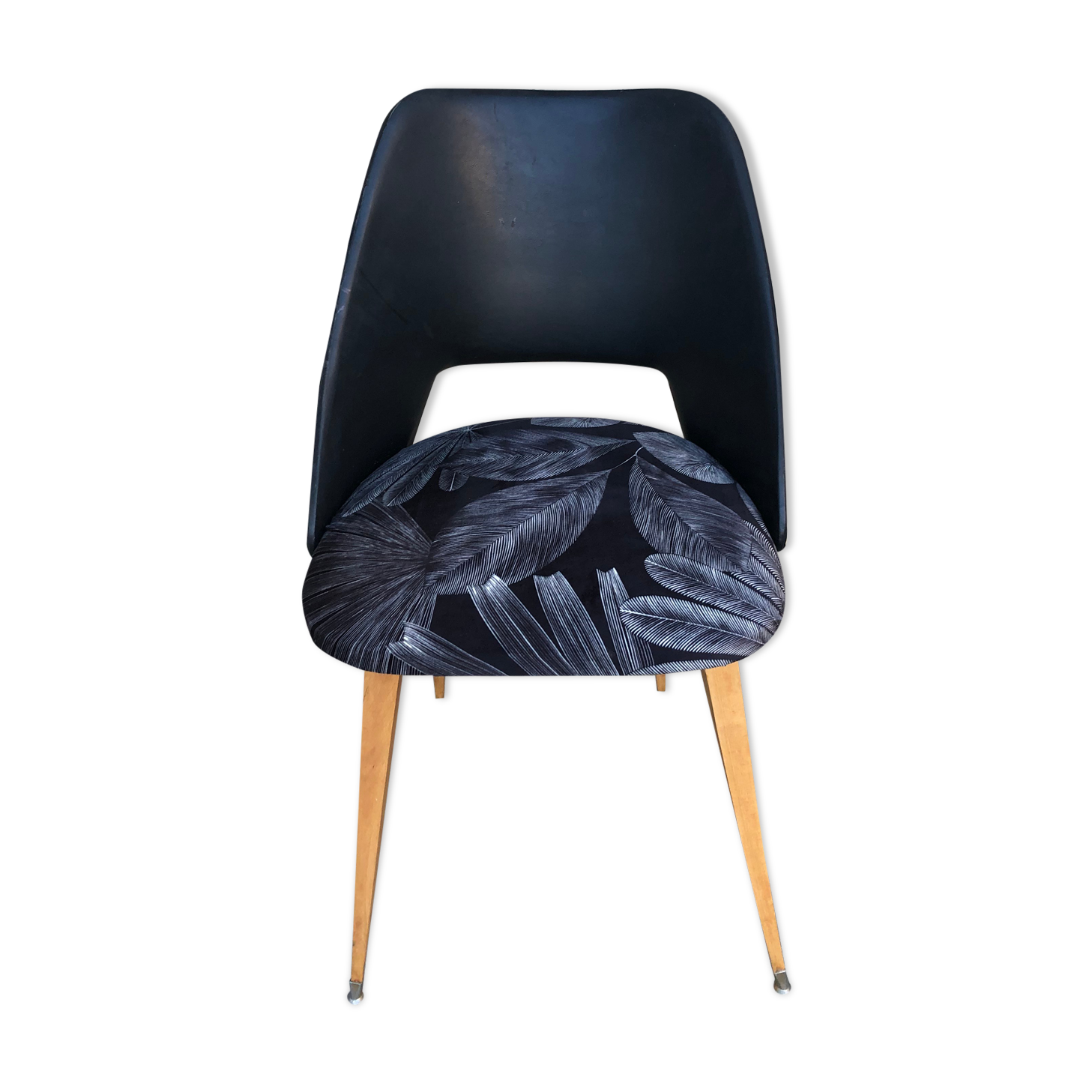 Chaise velours et skaï