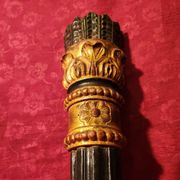 Large antique double wall light in gilded and black wood from the attic