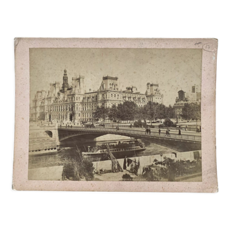 Old photograph 1890 Paris City Hall