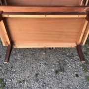 Vintage Scandinavian secretary in rosewood with drawers featuring fin-style handles.