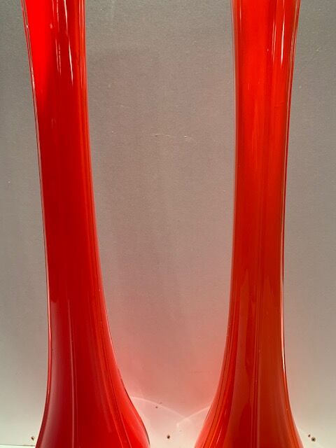 Pair vase soliflore orange glass Murano