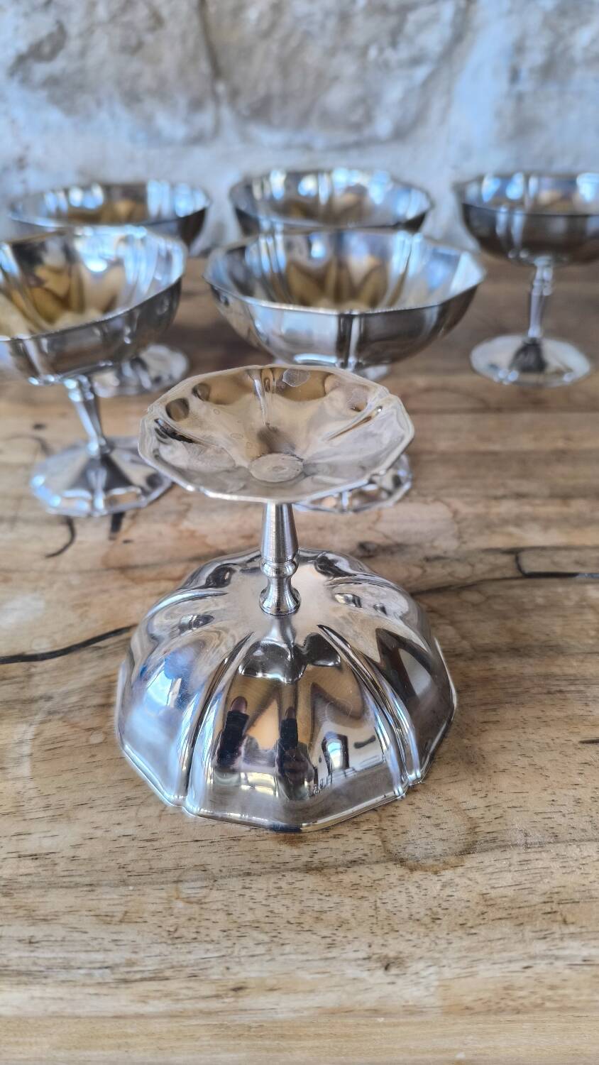 Set of 6 18/10 stainless steel ice cream cups
