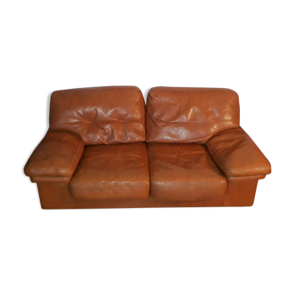 Camel leather sofa by Roche Bobois 70s