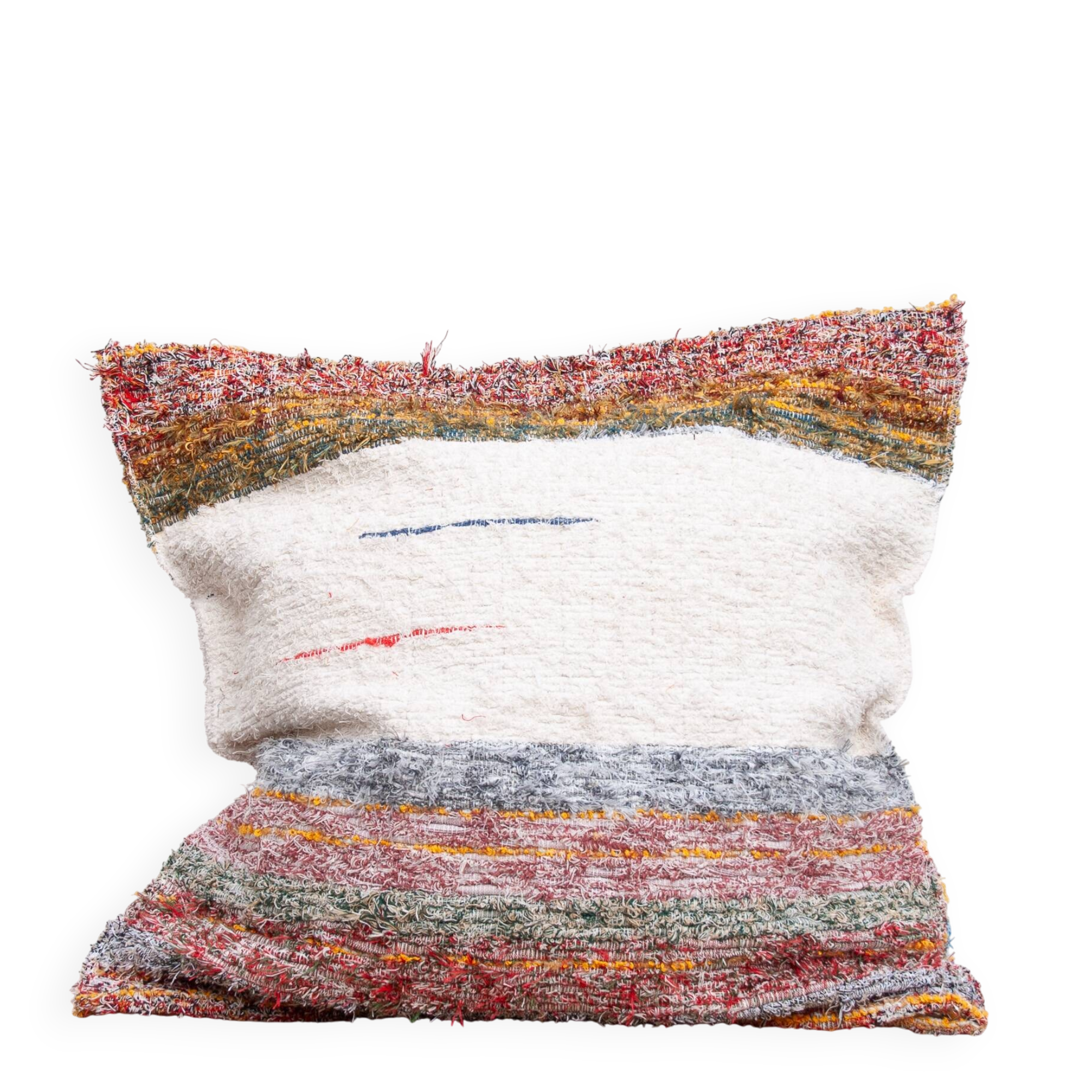 Hand-woven handmade cushion cover made from recycled cotton