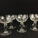 Set of 6 champagne glasses in half crystal XIXth