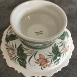 Round decorative porcelain cup hand painted floral decoration Thailand