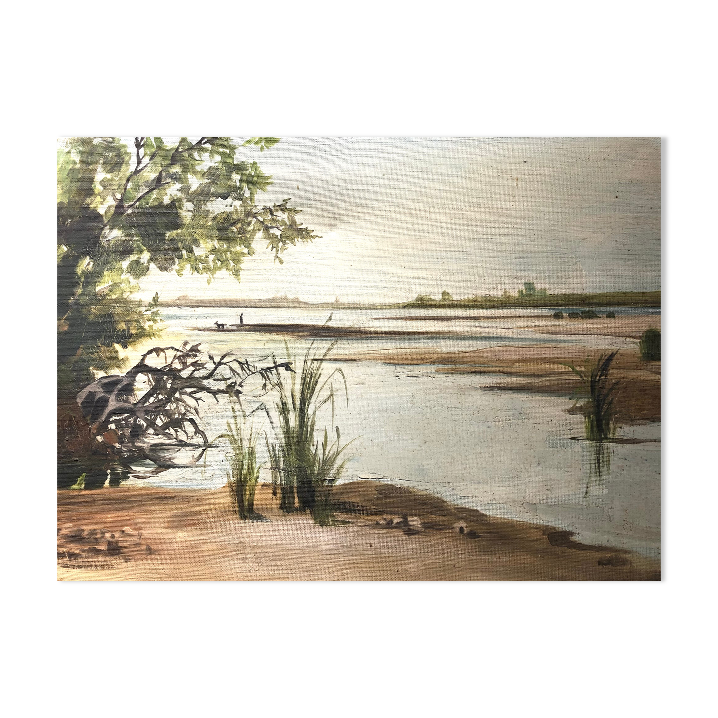 Peinture ancienne signée bancs de sable