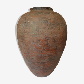 Vase de forme ovoïde en grés à dominance marron