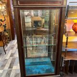 Louis XVI style display cabinet, in mahogany and mahogany veneer, with a red marble top with gallery