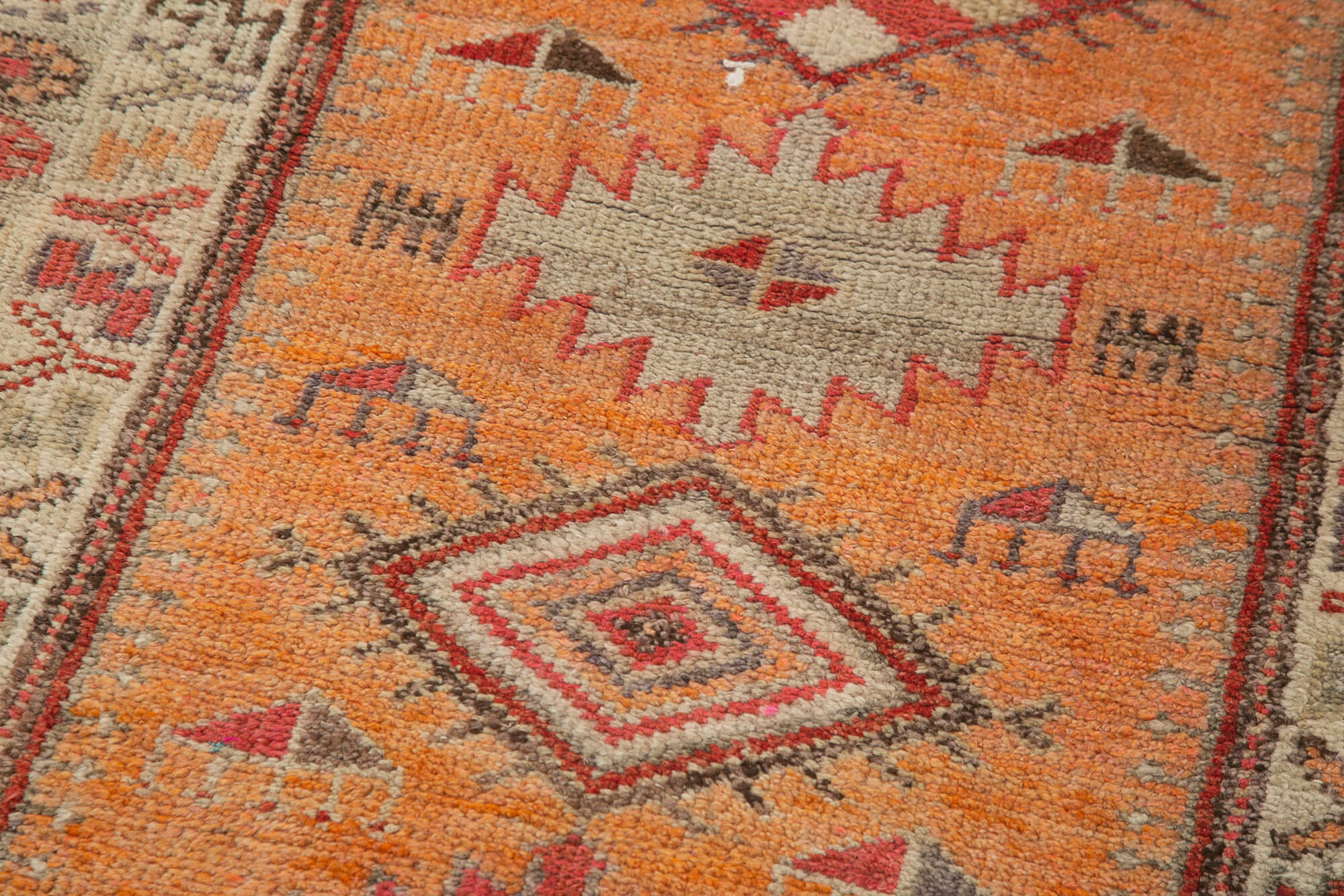 Handmade one-of-a-kind oriental beige runner rug 87 cm x 360 cm