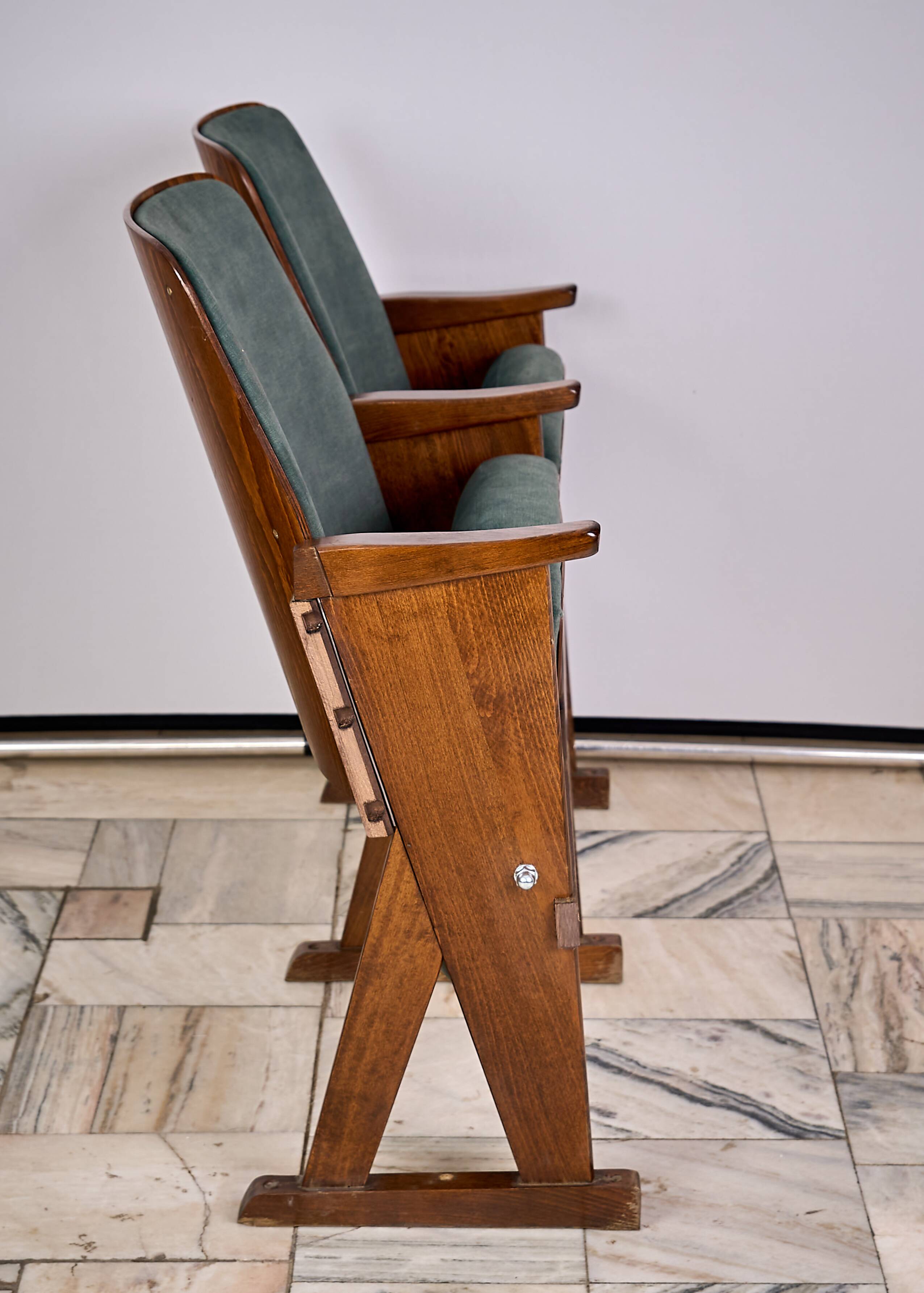 Vintage Czechoslovakian double cinema seats from the 1970s Retro Design