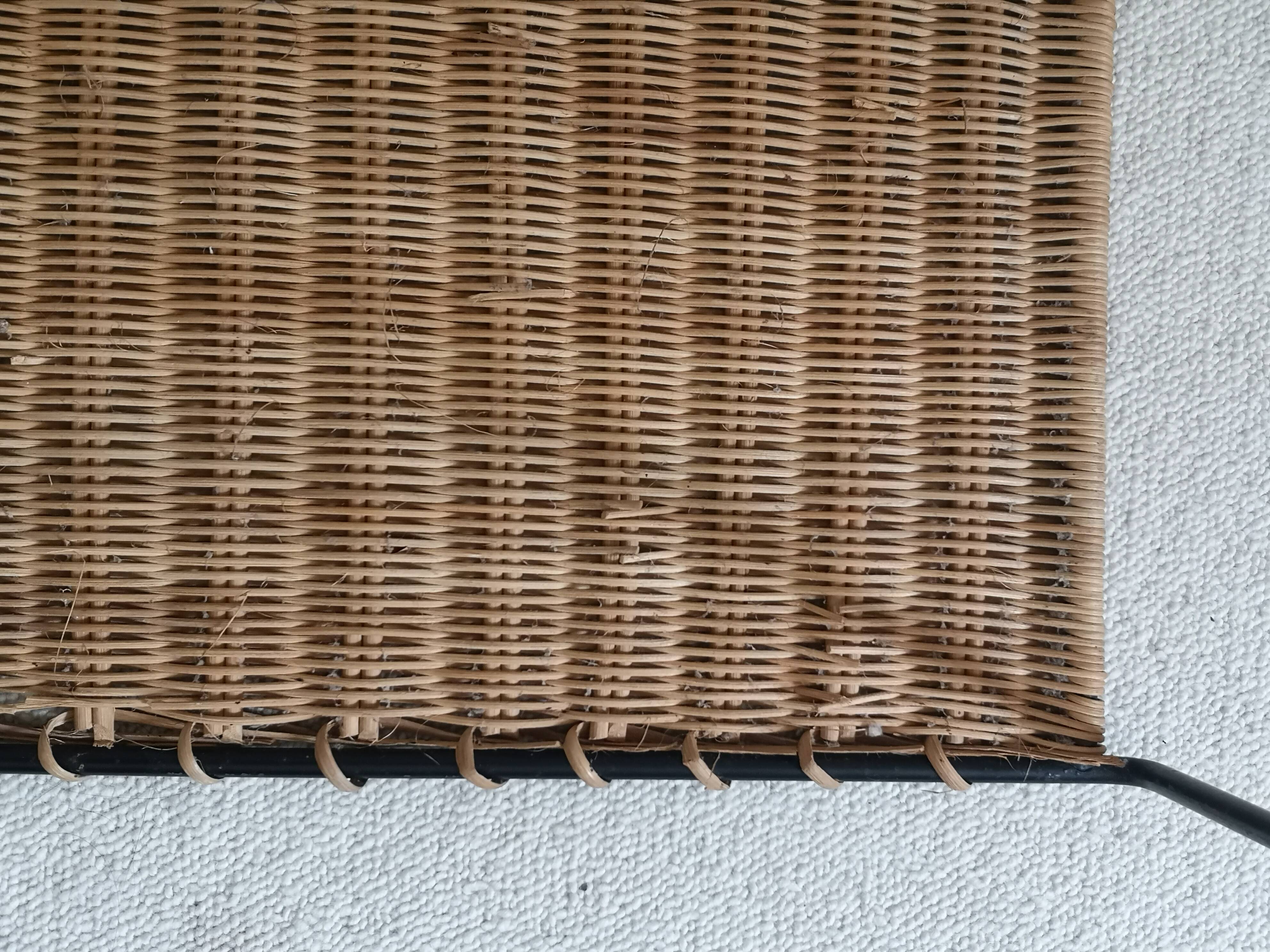 Side table in metal and rattan 50s