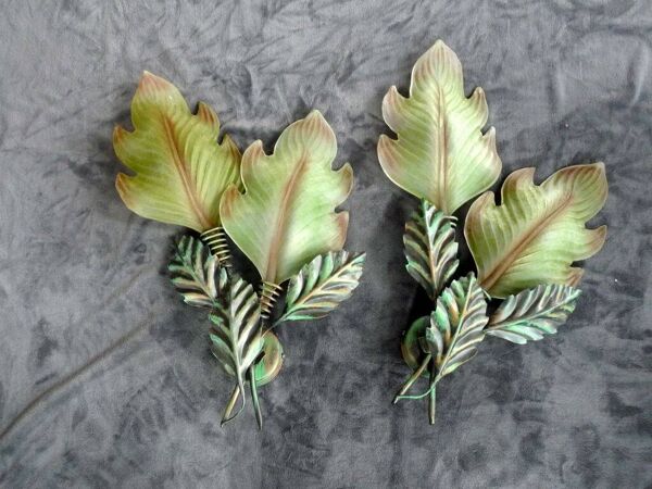 geantes appliques toles peintes verre de murano feuille vegetale 63cm