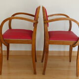 Pair of bridge chairs in red skai