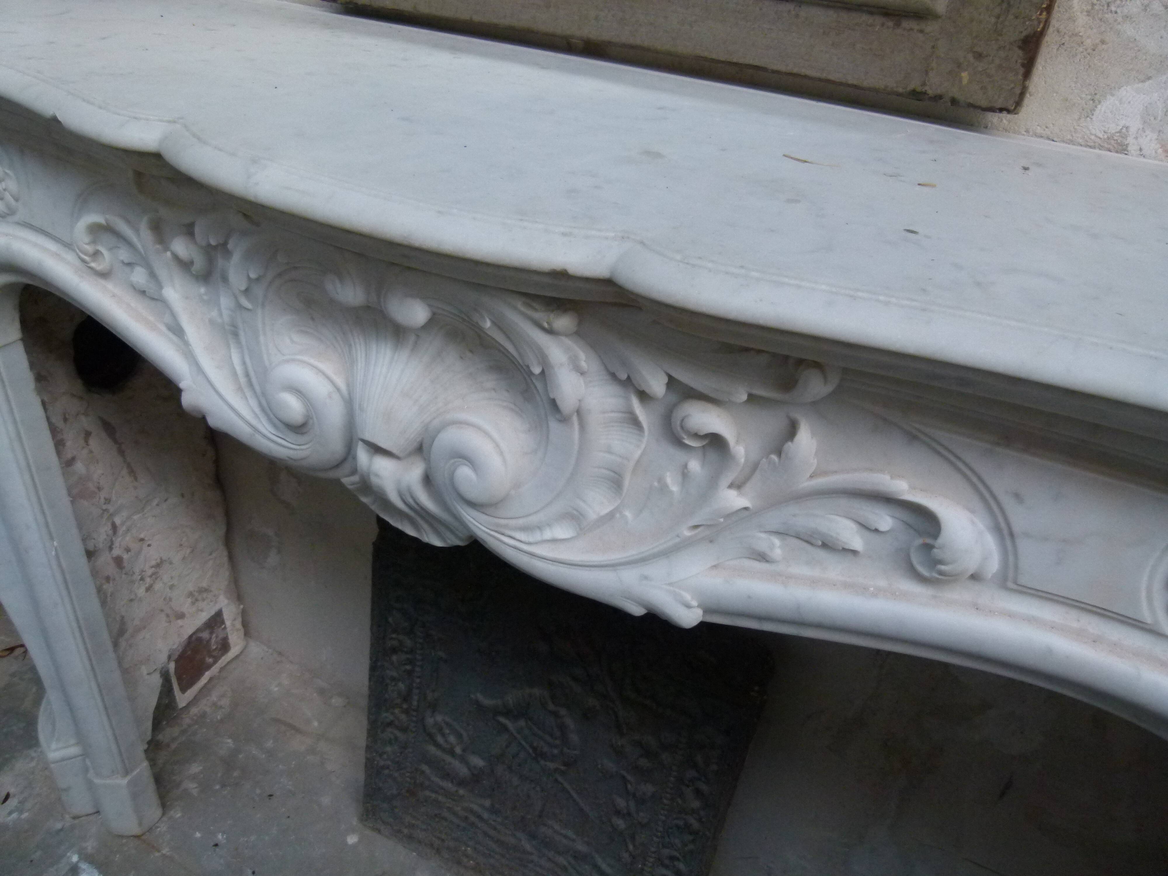 19th century Carrara marble fireplace