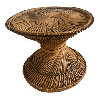 Table rotin diabolo vintage