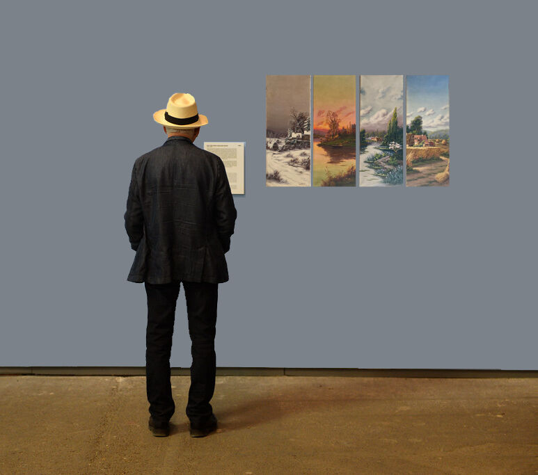 Suite of 4 paintings HST "The four seasons" by L. Lartigan XIX° / XX°