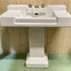 Floor washbasin from the 1930s in enamel of the brand JACOB DELAFON