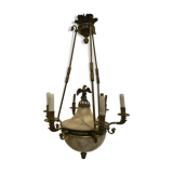 Lustre empire en bronze et albâtre XIX siècle Napoléon III