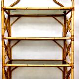 Rattan and glass shelf