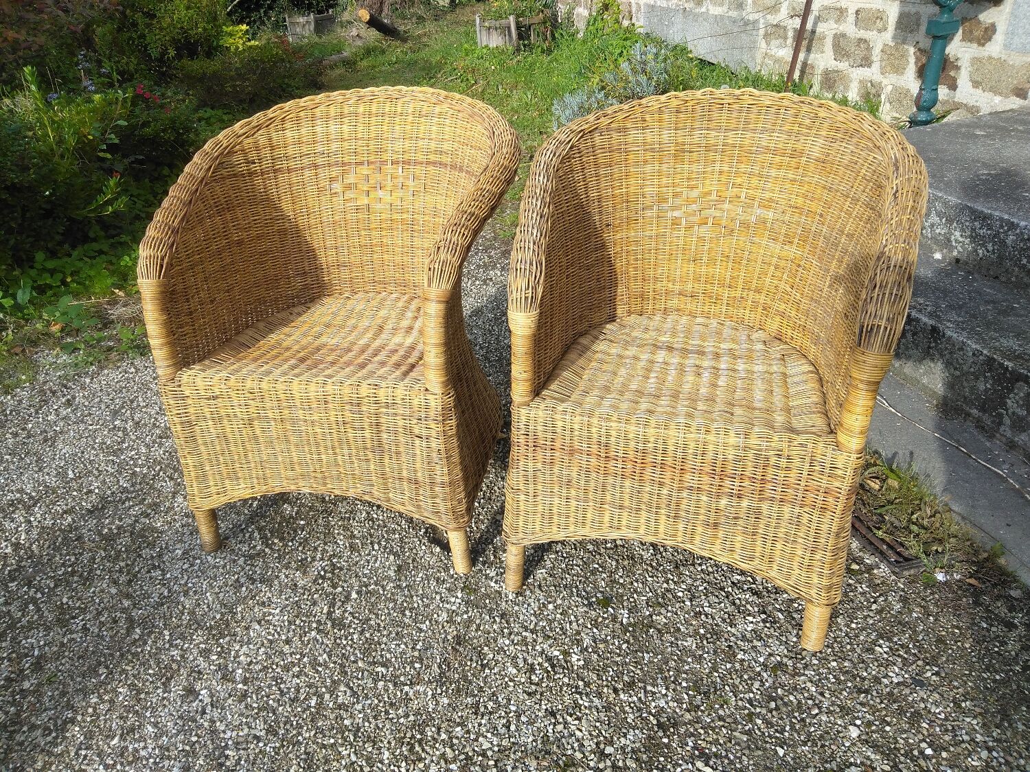 Pair of rattan armchairs