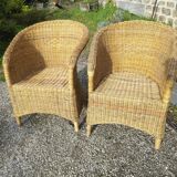 Pair of rattan armchairs
