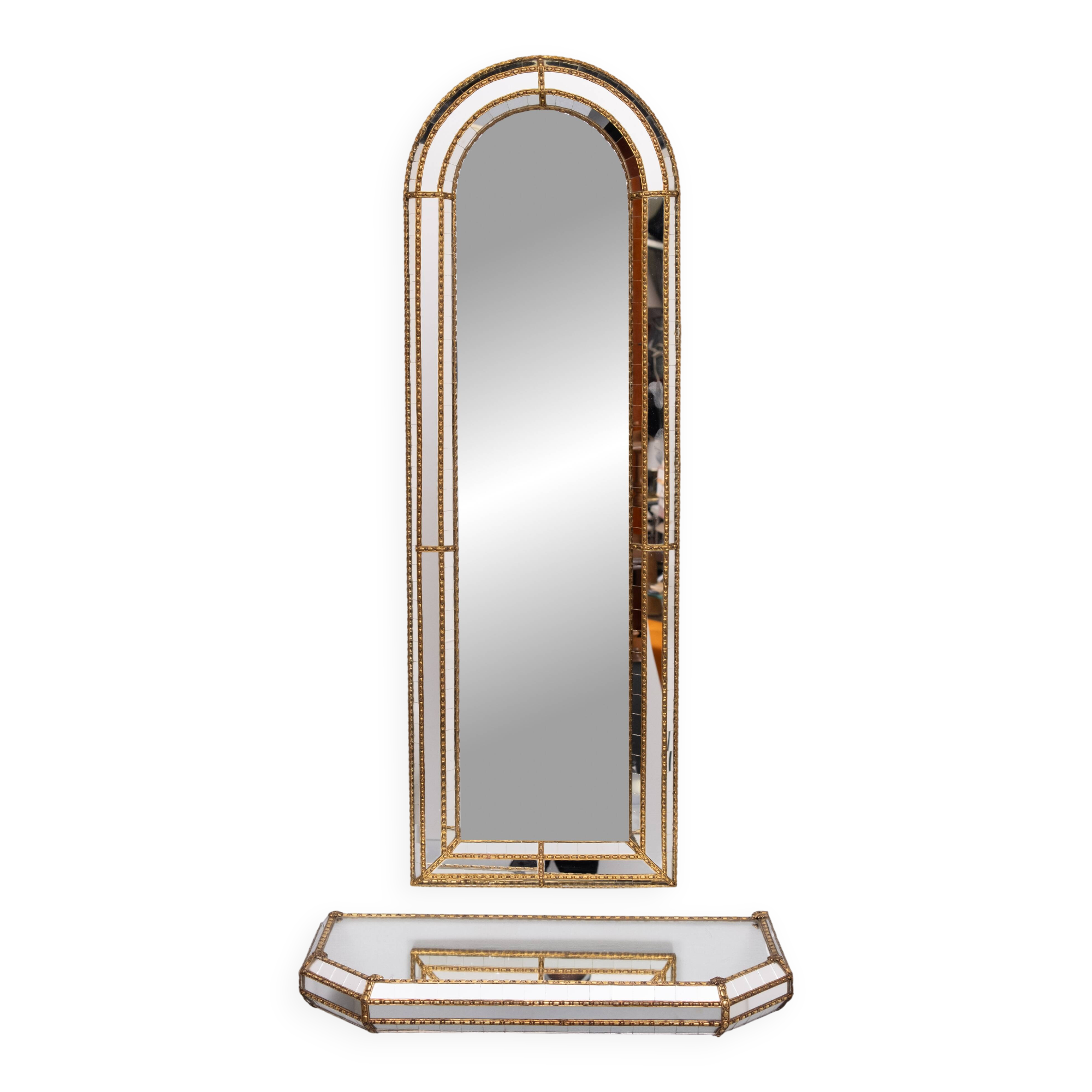 Mosaic Wall Mirror and Console Spain 1970s