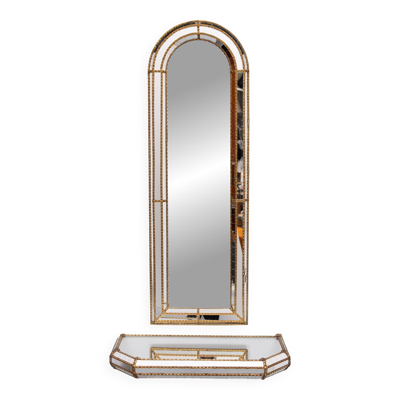 Miroir mural et console en mosaïque Espagne années 1970