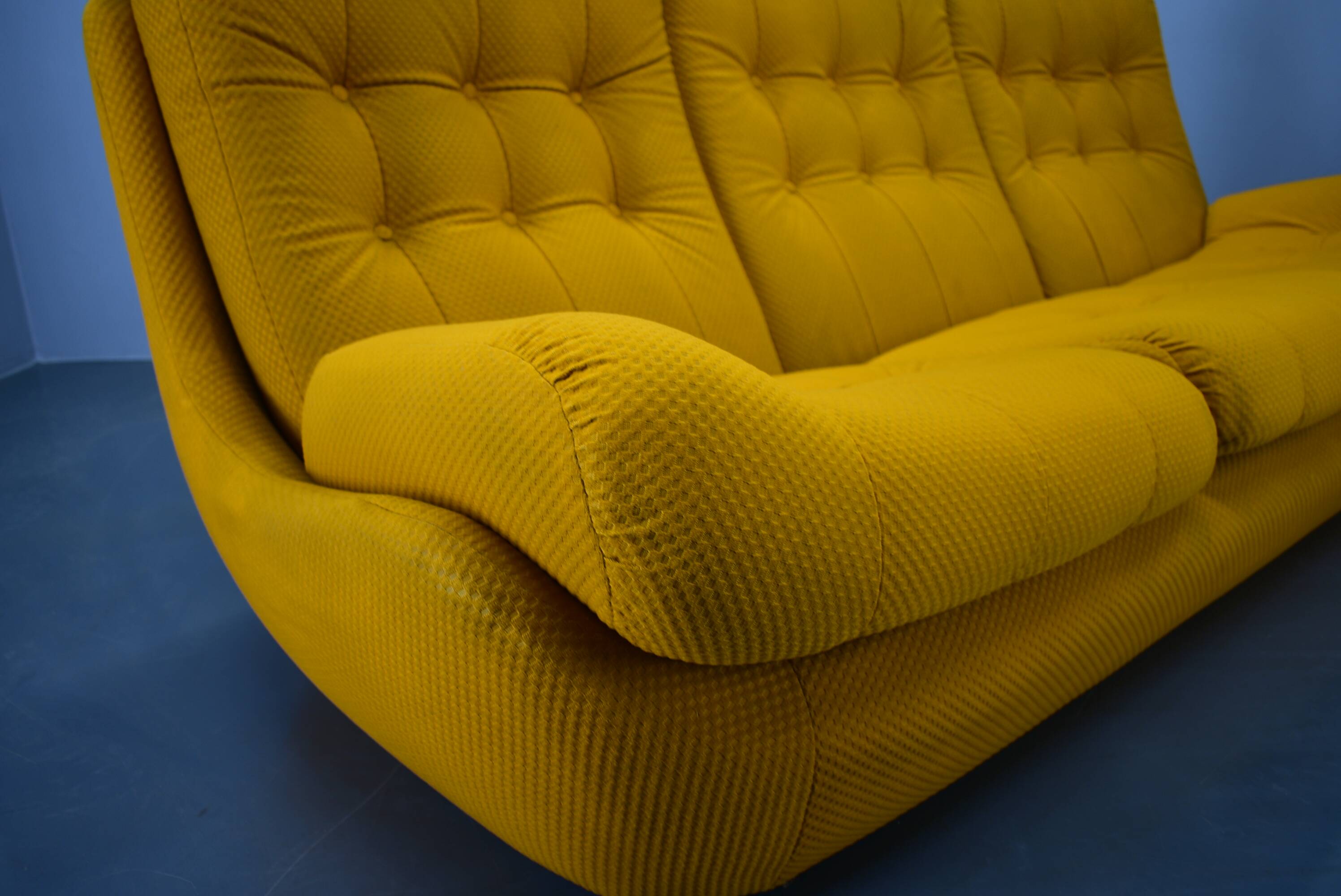 20th century, yellow Atlantis three-seater sofa, 1960s