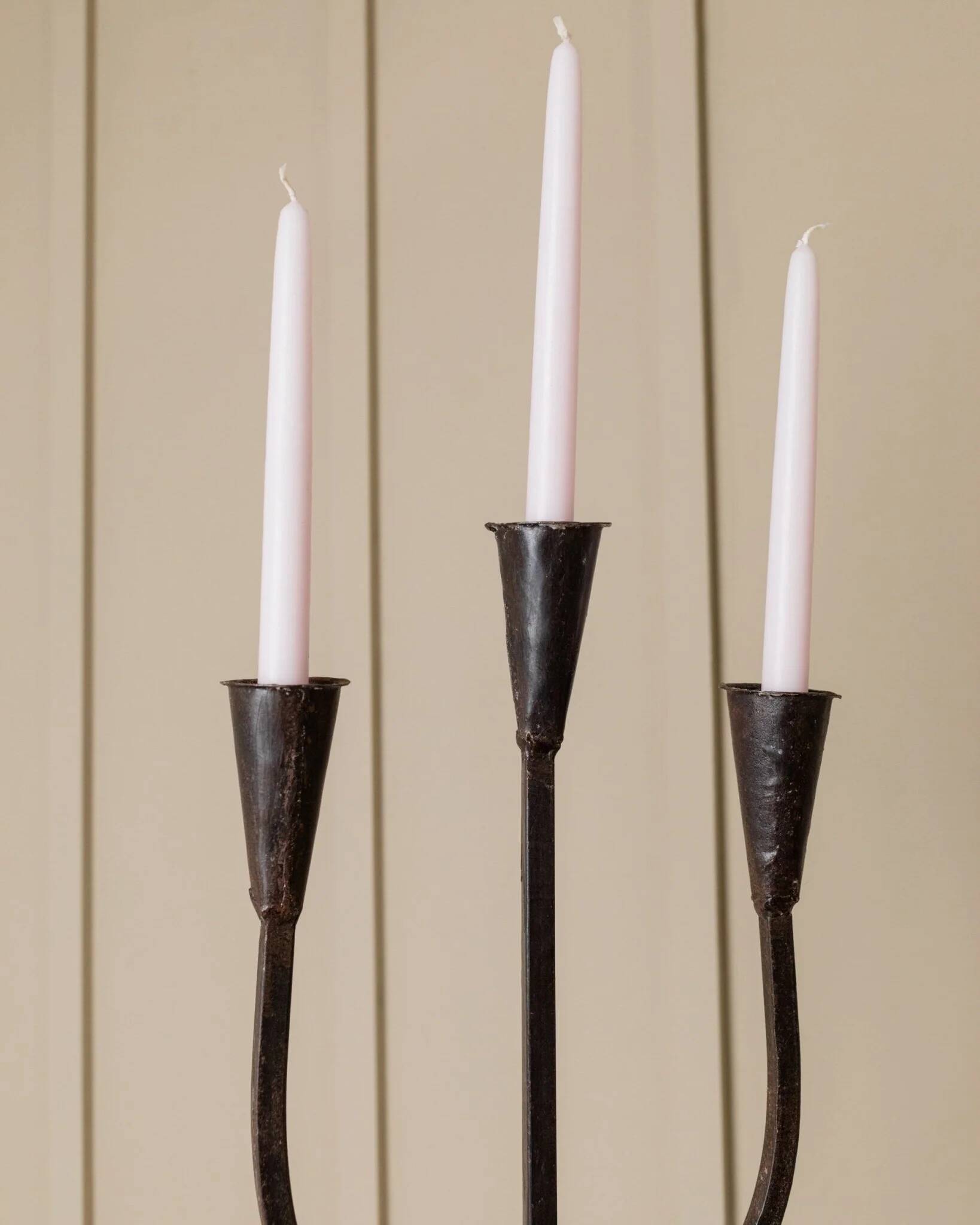 XXL Black Iron Brutalist Candlestick for 3 Candles - Handmade, Italy, 1960s