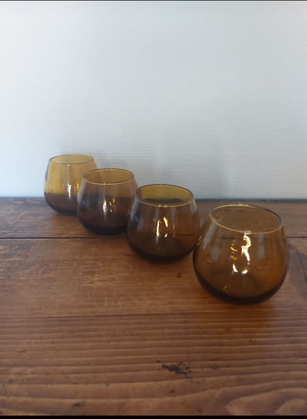 Set of amber glasses
