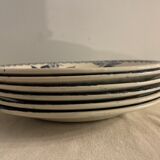 Series of 6 old flat plates in blue earthenware from Gien Iron Earth mature model