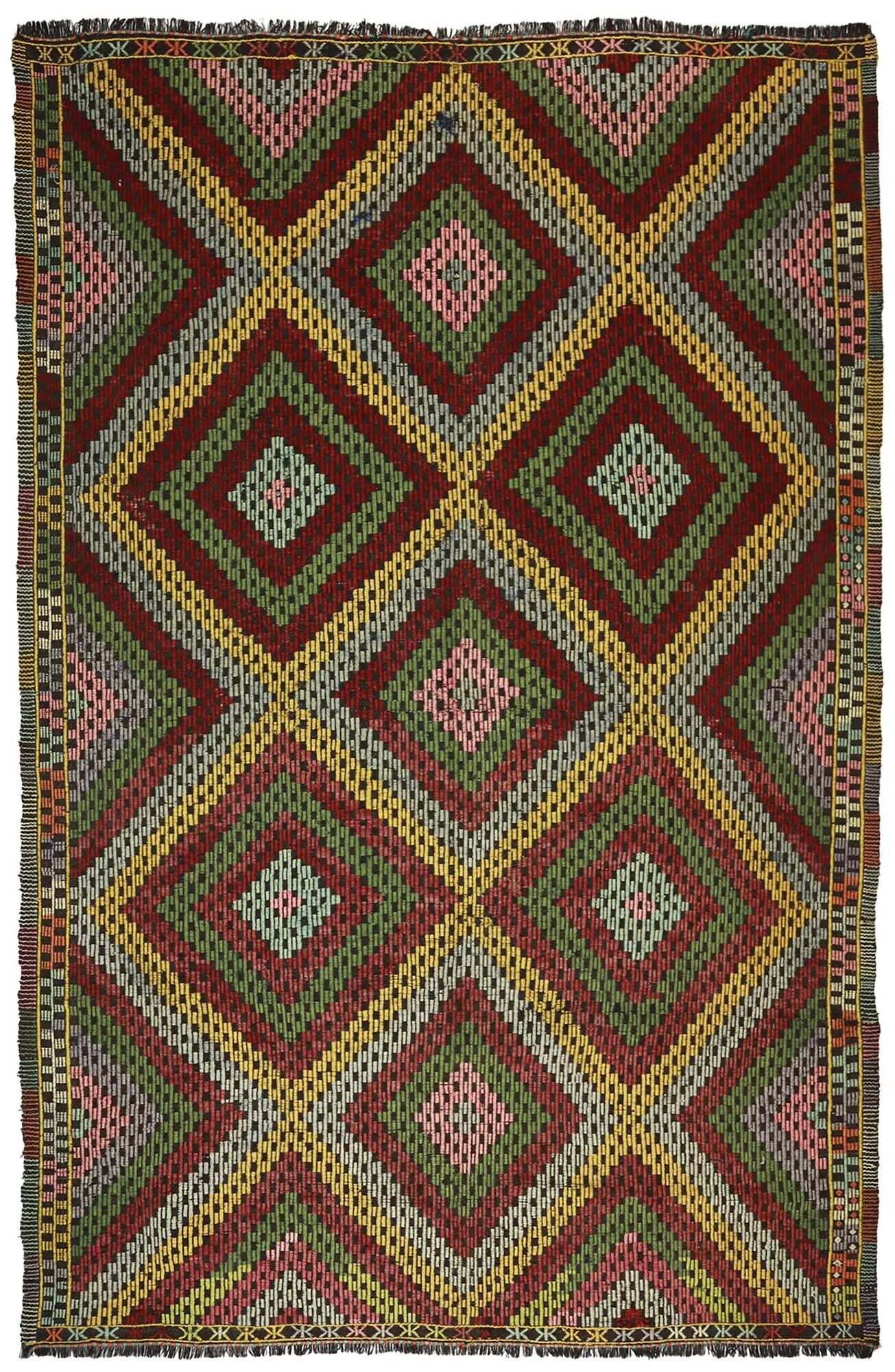 Grand Turkish Kilim Yoruk Vintage 211x310 cm Geometric Multicoloured