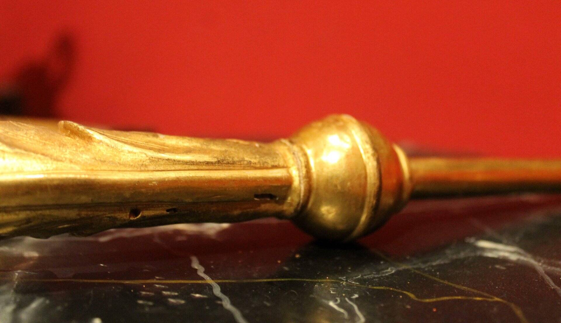 Italian Baroque Hand-Carved Giltwood Sconces with Gilt Bronze Arm, Set of 2